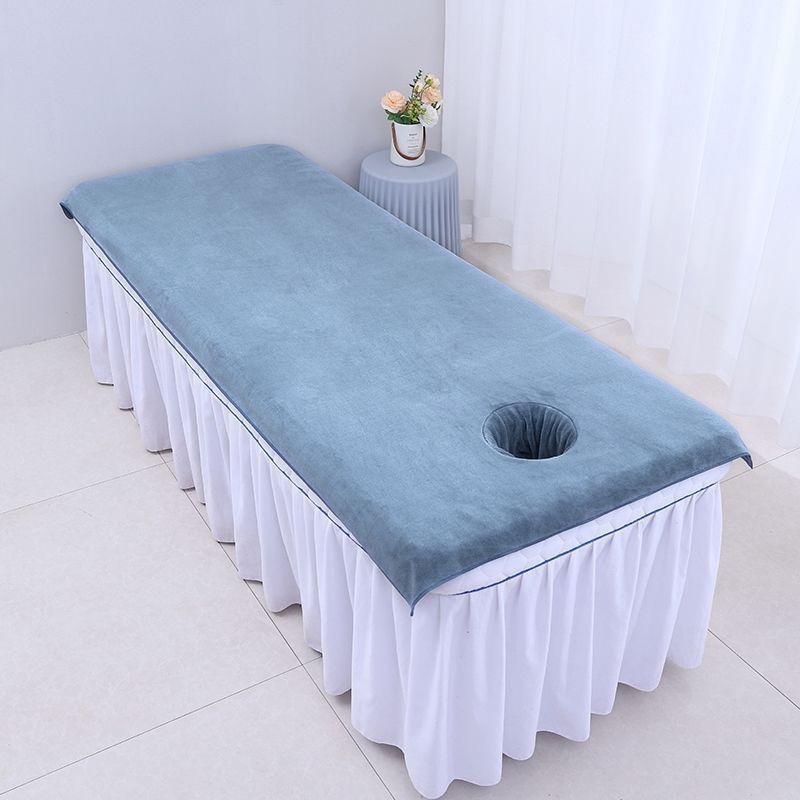 1PC Beauty Salon Bed Sheets SPA Massage Bed Cover Solid Color with Hole Thickened Velvet Towel