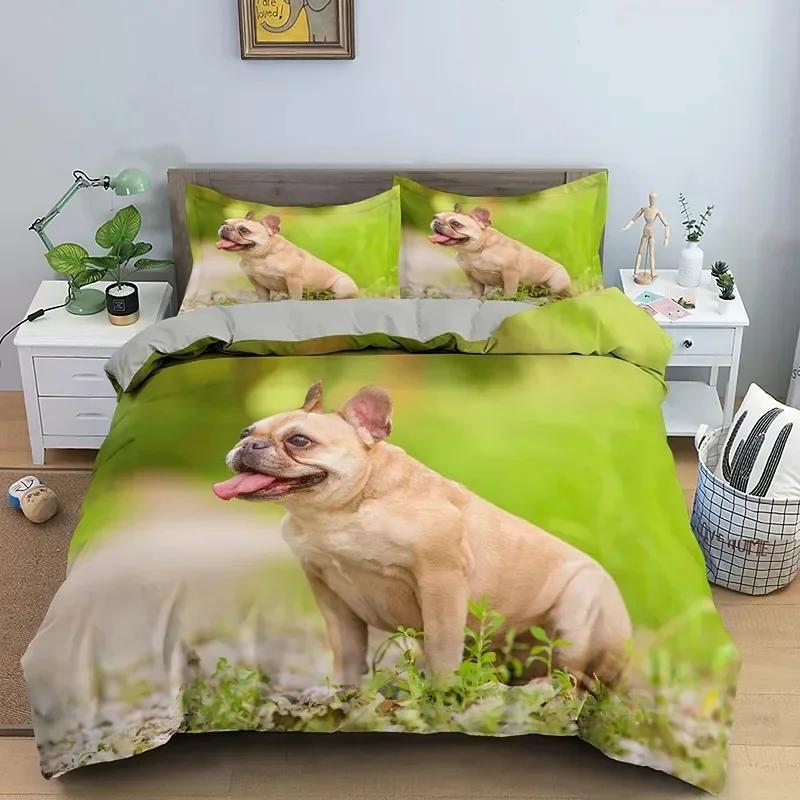 Bulldog Sad and Tired Bulldog Laying Down Pure Breed Comfortable Duvet Quilt Cover Pillowcase Bedding Set Children Home Textile