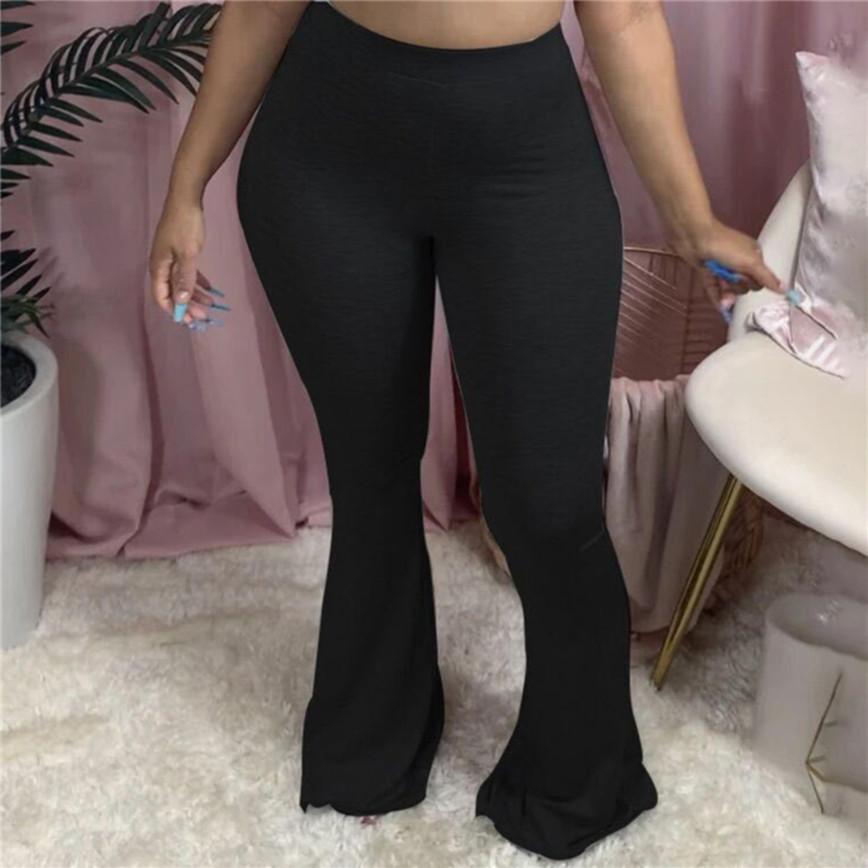 Autumn Women Fashion Sexy Long Pants Casual Slim Fitness Solid Color Skinny Big Flared Trousers