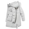 Outdoor Winter New Men's Down Jacket Korean Style Hooded Mid-length White Duck Down Trendy Couple Versatile Coat Work Wear