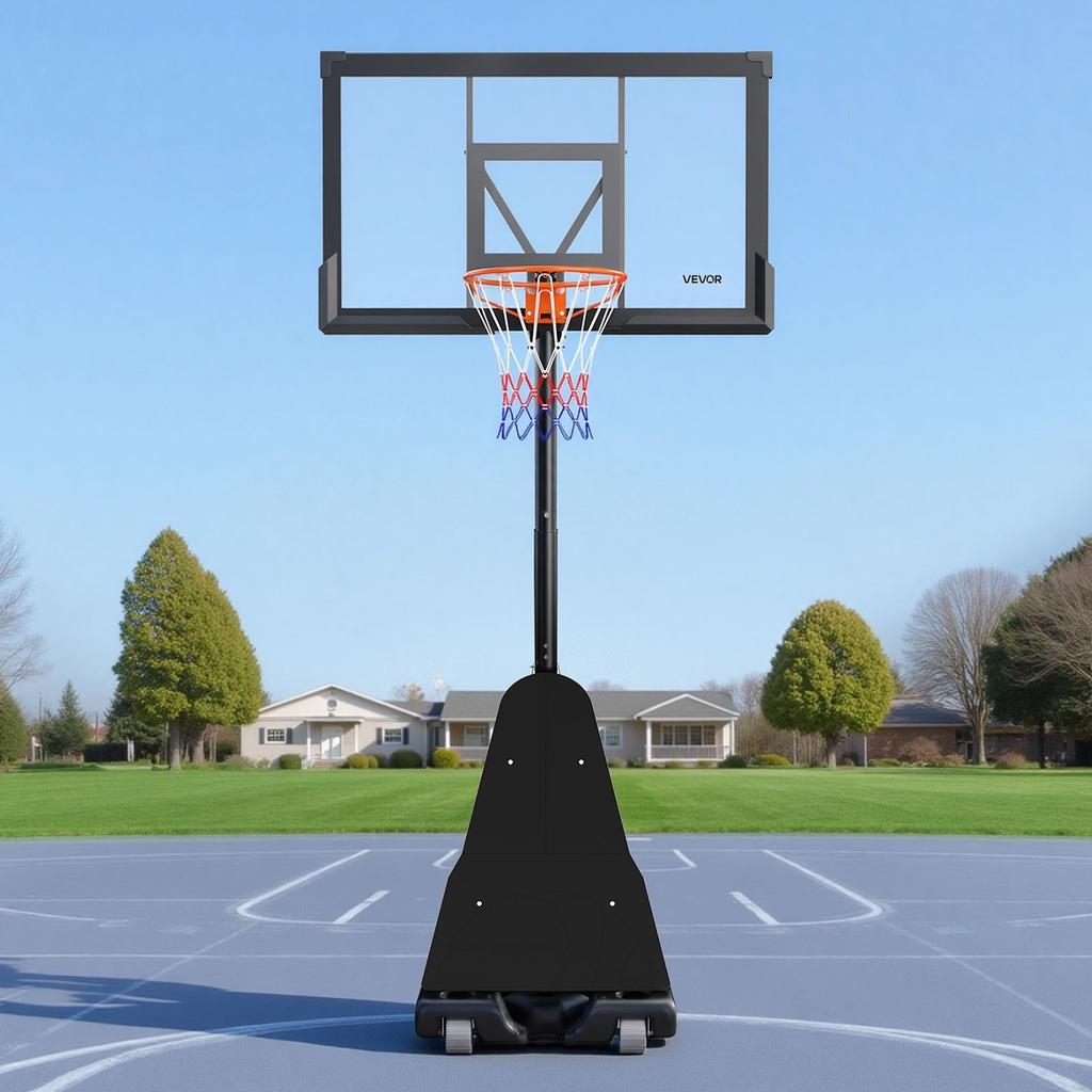 Portable Basketball Stand, 3.05m Height Adjustment Basketball Hoop & Goal, Basketballs Hoop Outdoor with 1270mm PC Backboard for Kids, Adults in