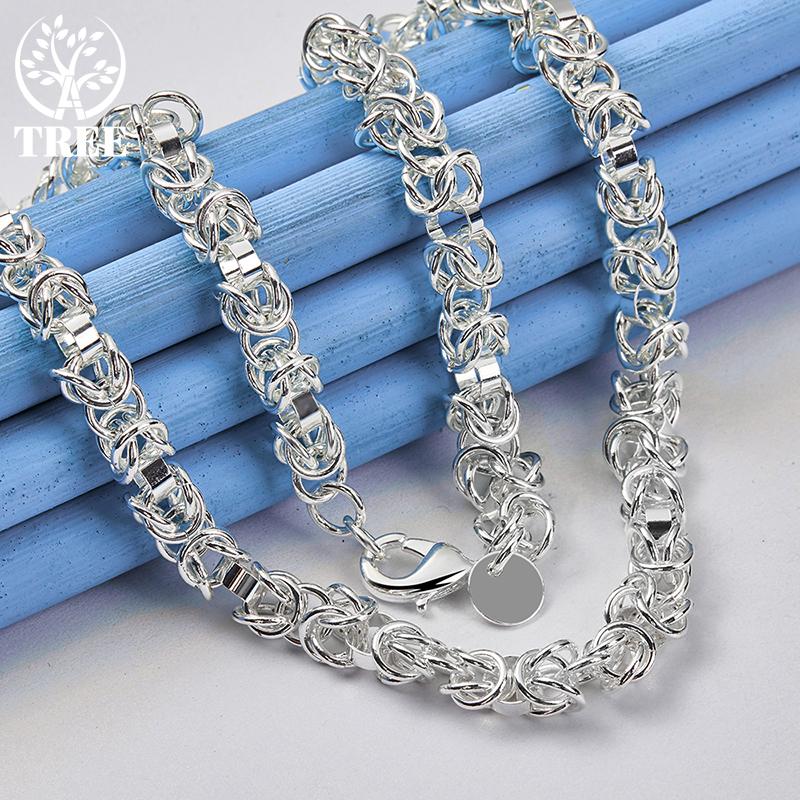 Ювелирные изделия из стерлингового серебра 925 пробы, 7 мм, 20 дюймов, ожерелья-цепочки