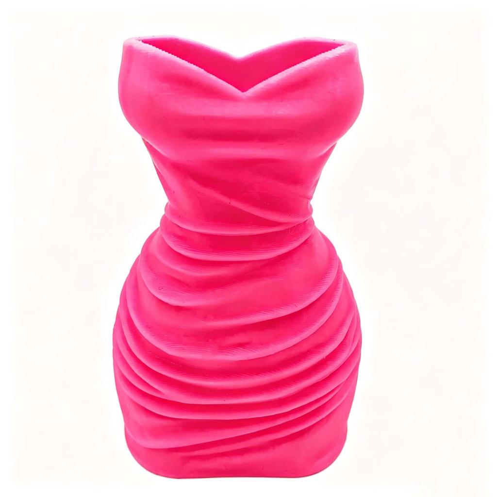 3D Printed Dress Shaped Pen Holder Stereo Textured Decorative Stationery Organizer Makeup Brush Storage Stand For Desk Decor