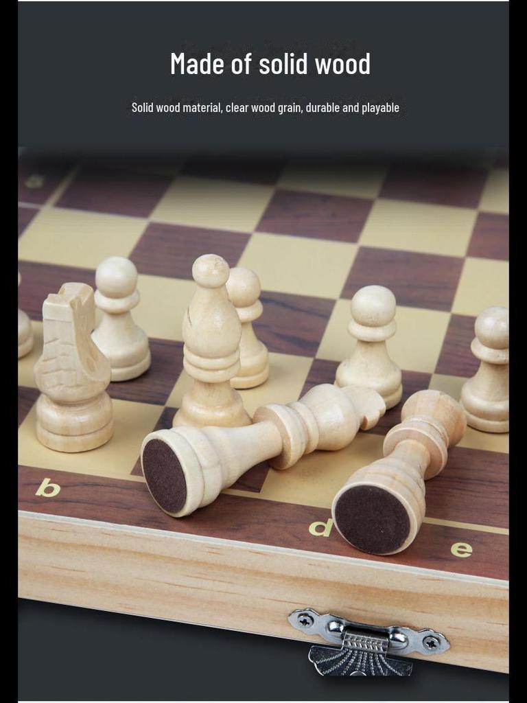 Portable Magnetic Wooden Chess Set for Beginners and Kids - Folding Design