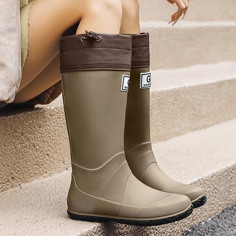 Мужские Женские Дождевые Сапоги Модные Резиновые Сапоги с Длинным Голенищем Нескользящие Сапоги для Рыбалки Уличные Водонепроницаемые Рабочие Сапоги Пара Резиновые Галоши