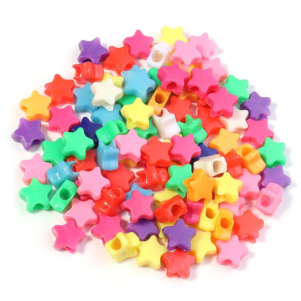 100pcs Heart Star Butterfly Flower Acrylic Beads Loose Spacer Beads Large Hole Beads for Jewelry Making Diy Bracelet Necklace
