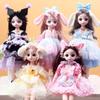 30cm Anime Bjd Girls Dress Up Doll 22 Joint Movable Body Skirt Hat Headdress DIY Toy