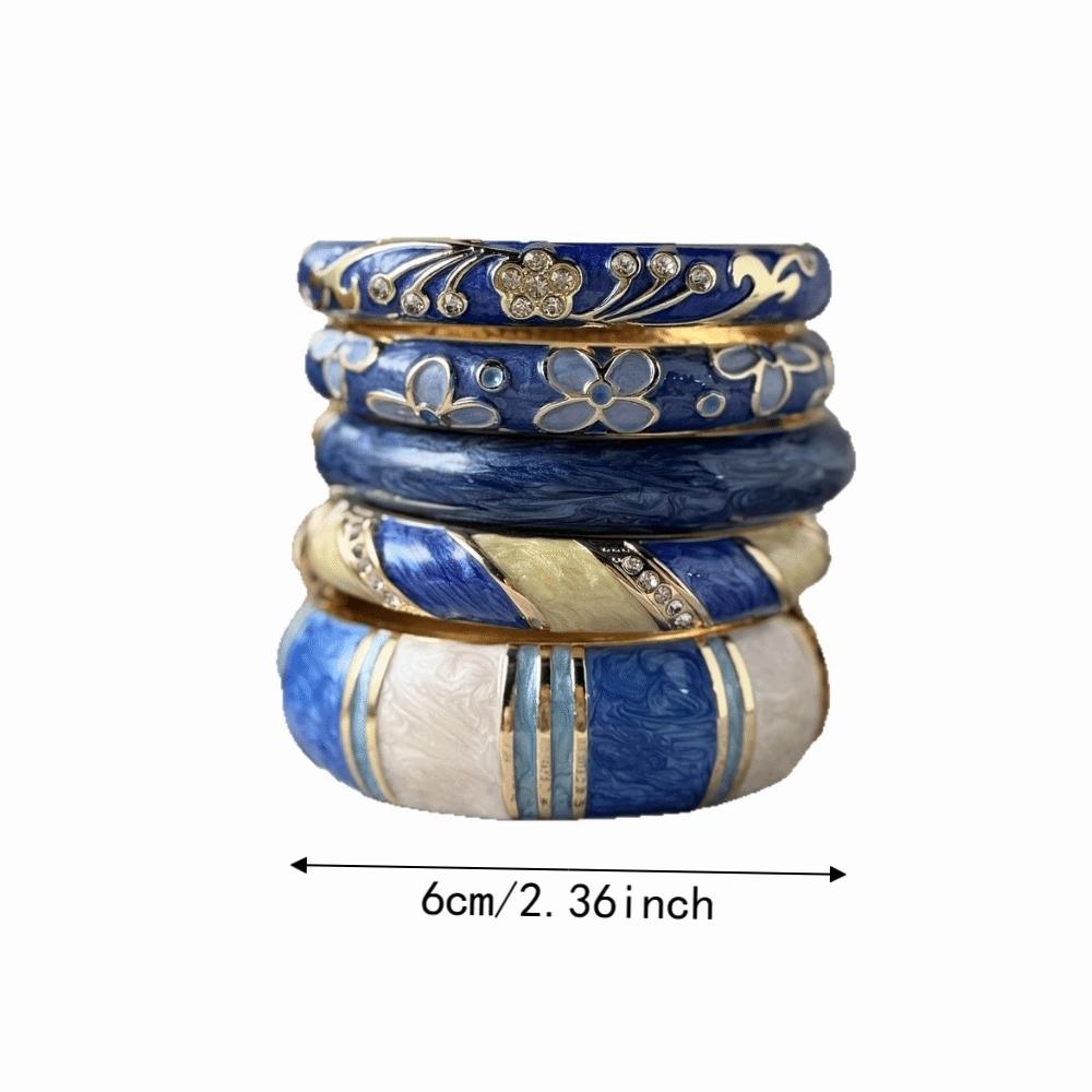 Dripping Oil Enamel Cuff Bracelet Flower Wide Cuff Bangle Retro Geometric Cloisonne Bangle Women