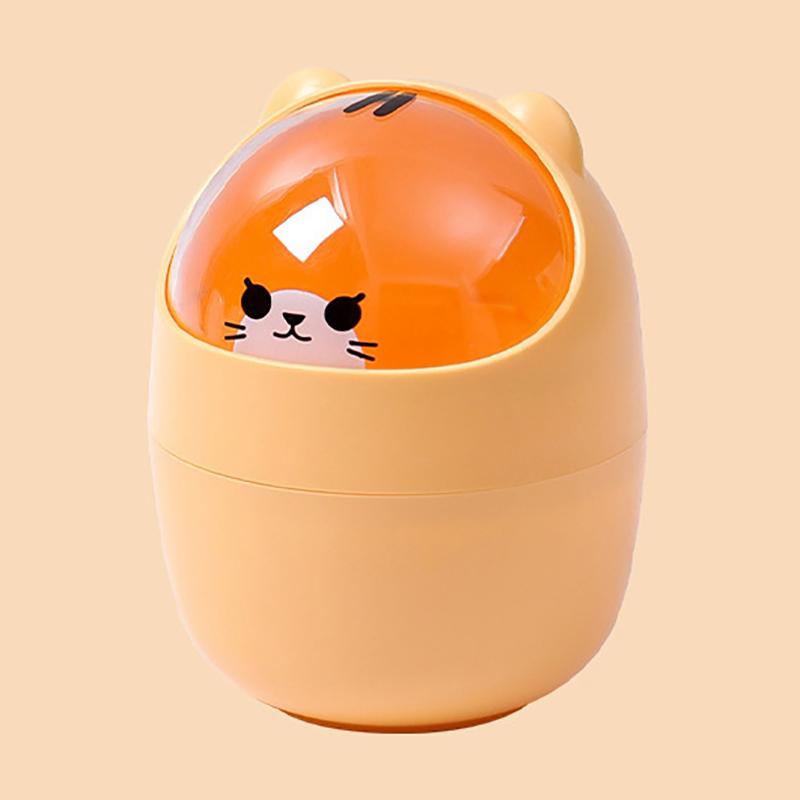 Милый мультяшный контейнер для хранения с крышкой, мусорная корзина для рабочего стола, ведро для хранения мусора, мини-кисти, контейнер для макияжа для дома