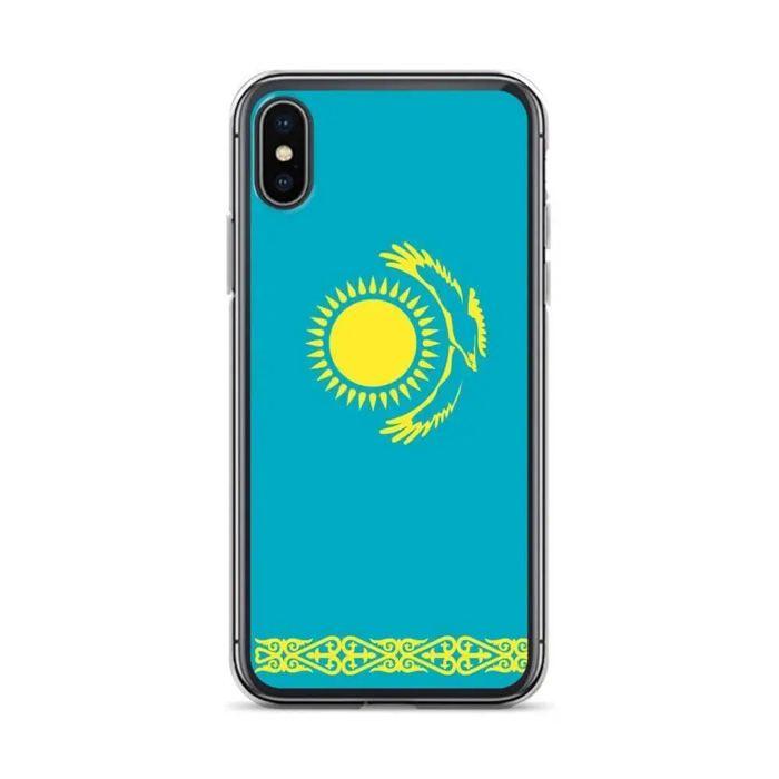 Coque iPhone - Kazakhstan - Drapeau Officiel - Souple - Multicolore - Compatible iPhone XS