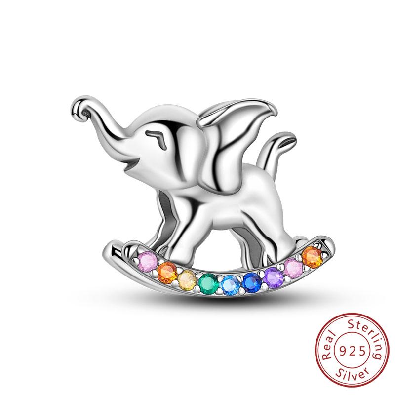 925 Silver Elephant Charm Beads Vintage Pendant for Women Fine Jewelry Gifts Fit Bracelet Necklace Handmade