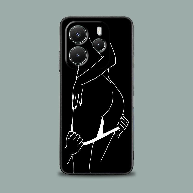 Phone Case for Xiaomi Redmi 15C 14C 12C 13C 4G Redmi Note 15 14 13 12 11 10 Pro Plus 12S Cover Sexy Line Art Lover Couple Kiss