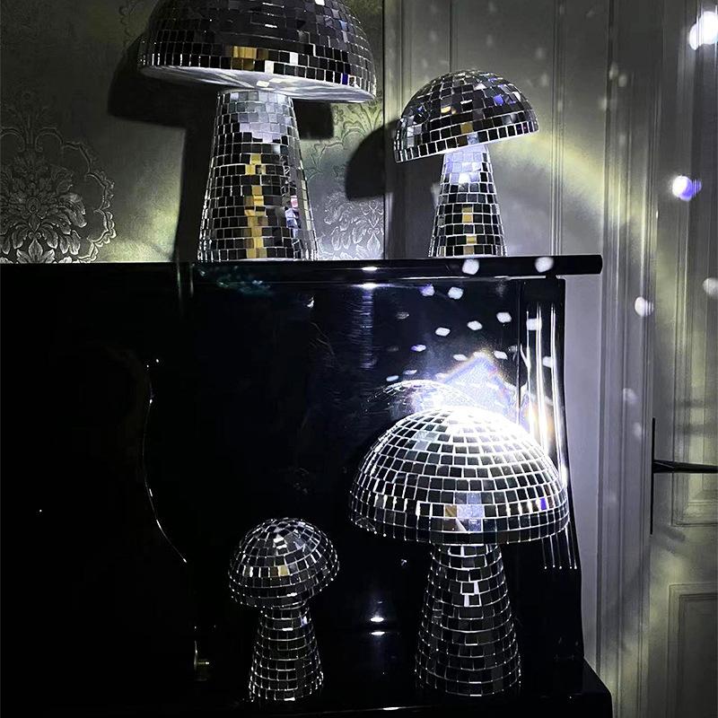 Silver 10*10Cm Mushroom Disco Ball Mirror Reflective Mushroom Ornament Girlfriend Gift