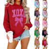 Women's Fashion Casual Long-sleeved Loose Valentine's Day Printed Round Neck Pullover Hoodie Sweatshirt