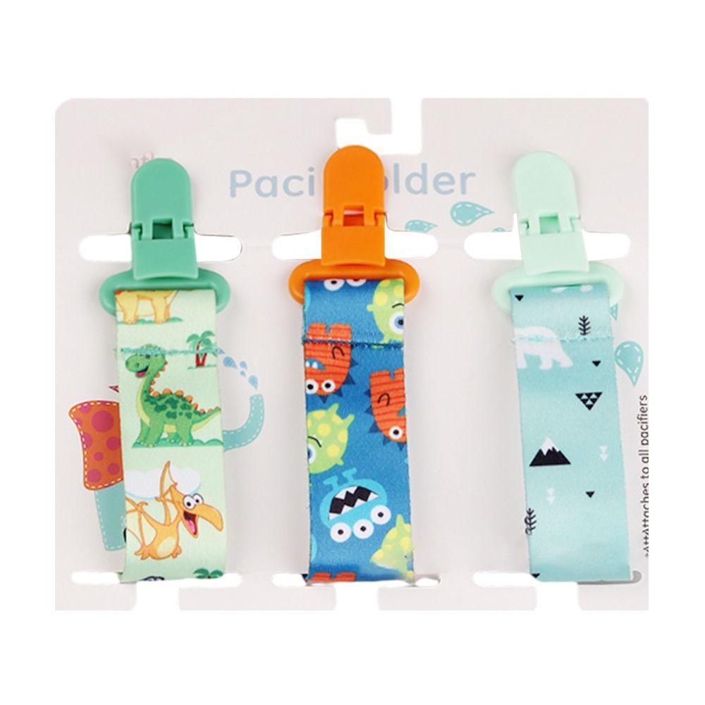 3PCs Pacifier Chain Bracket Dummy Clips Cartoon Print Child Pacifier Clips Nipple Holder Infants