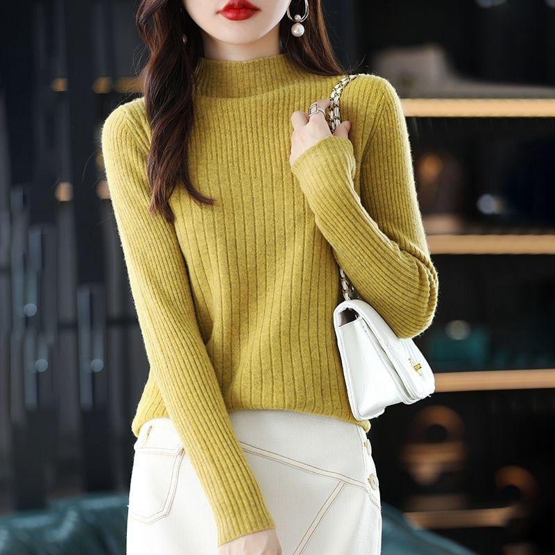 Пуловер с высоким воротником и длинными рукавами, вязаный свитер, однотонный женский свитер, женский свитер на осень и зиму 2022