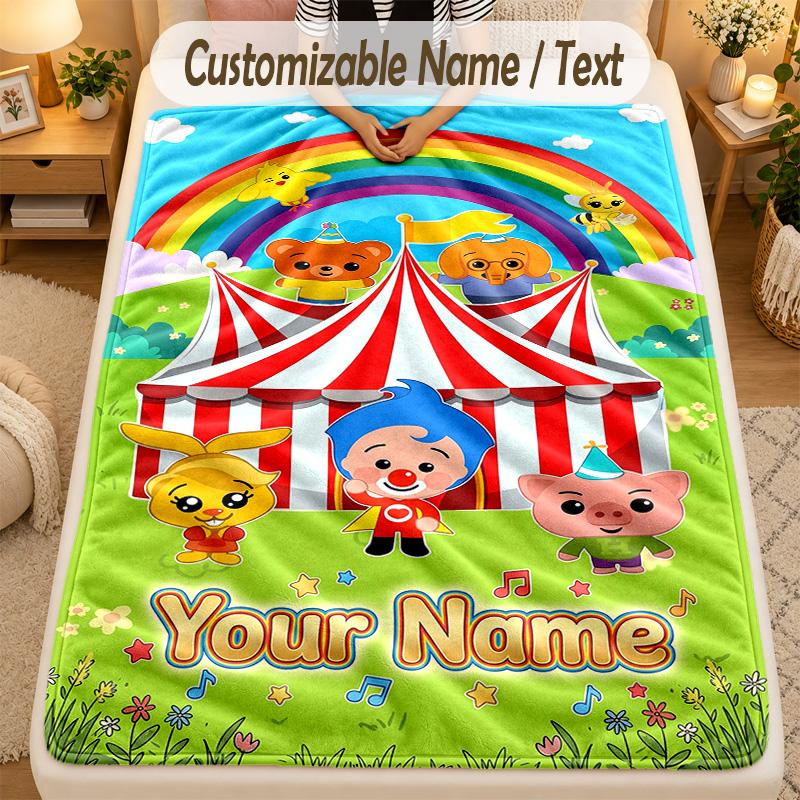 Flannel BlanketEl Payaso Plim Plim Custom Name Text Personalized Soft Warm Throw Blanket Home Decor Gift