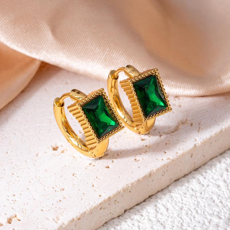 Высококачественные серьги-звезды из нержавеющей стали с винтажными изумрудами и цирконами