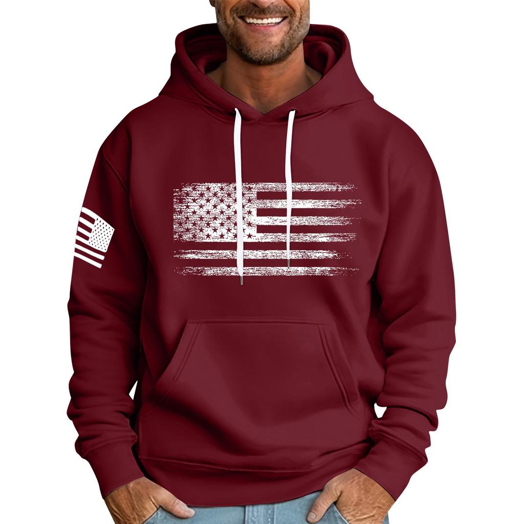 Мужская свободная толстовка с капюшоном и принтом флага, мужская повседневная модная спортивная толстовка