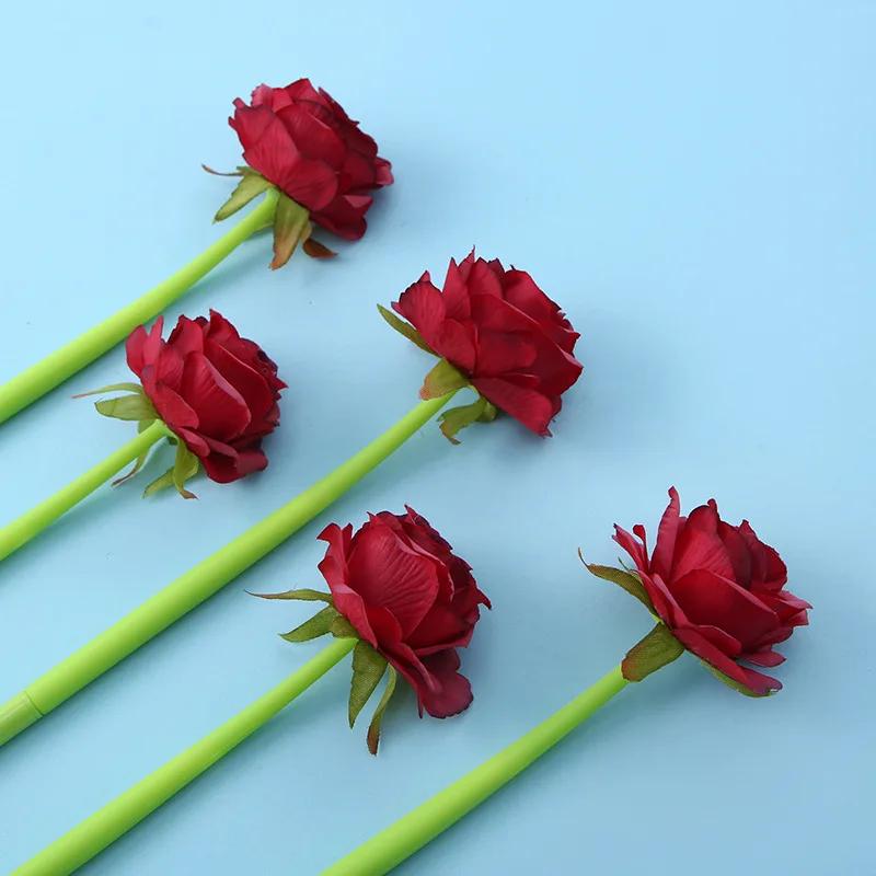 1 шт., силиконовая гелевая ручка в виде цветка розы, имитация подарка на День святого Валентина, корейский школьный офисный канцелярский товар