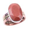 Natural Sunstone Gemstone Handmade 925 Sterling Silver Two Tone Ring S.6.5 m0b76