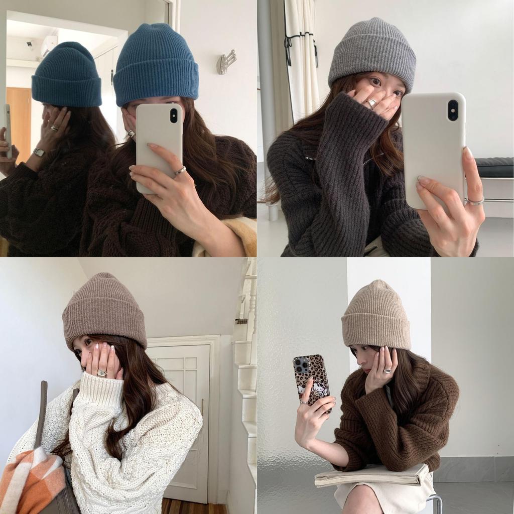 Women Pure Wool Knit Hat With Double Layer Warmth For Winter Casual Wear