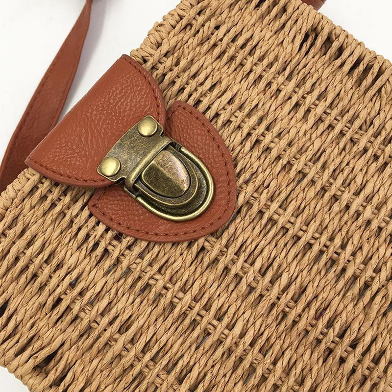 Yogodlns Летняя соломенная сумка через плечо, тканая сумка через плечо ручной работы, маленькая квадратная сумка, пляжная сумка, женская сумка для покупок, отпуск