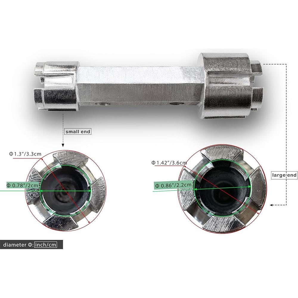 Ключ для снятия слива ванны Сверхпрочный двухсторонний инструмент из цинкового сплава для установки и снятия большинства сливов ванны и душа
