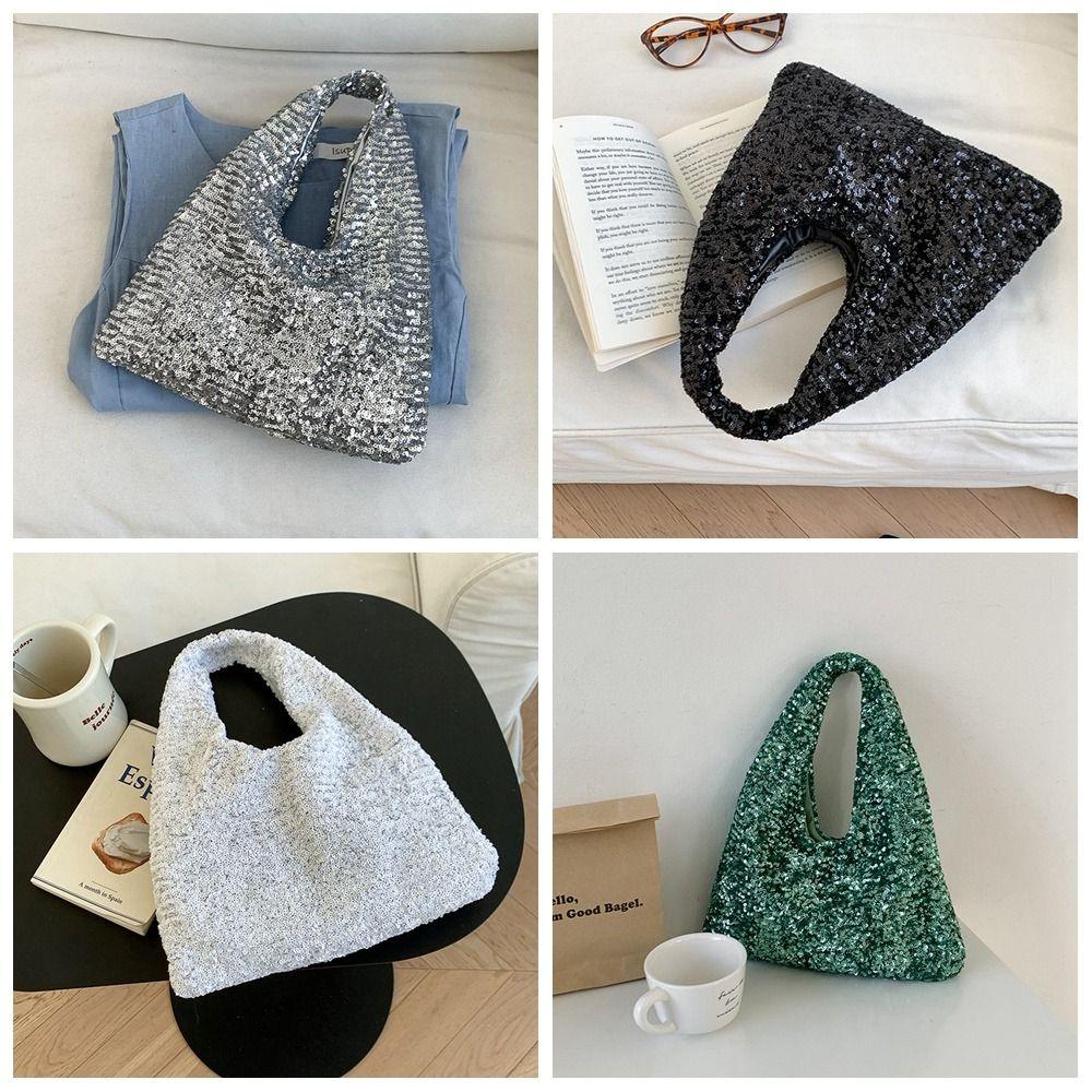 Вечерняя сумка Блестящая сумочка Блестящая серебристая сумка через плечо Портативная сумка с пайетками Для улицы