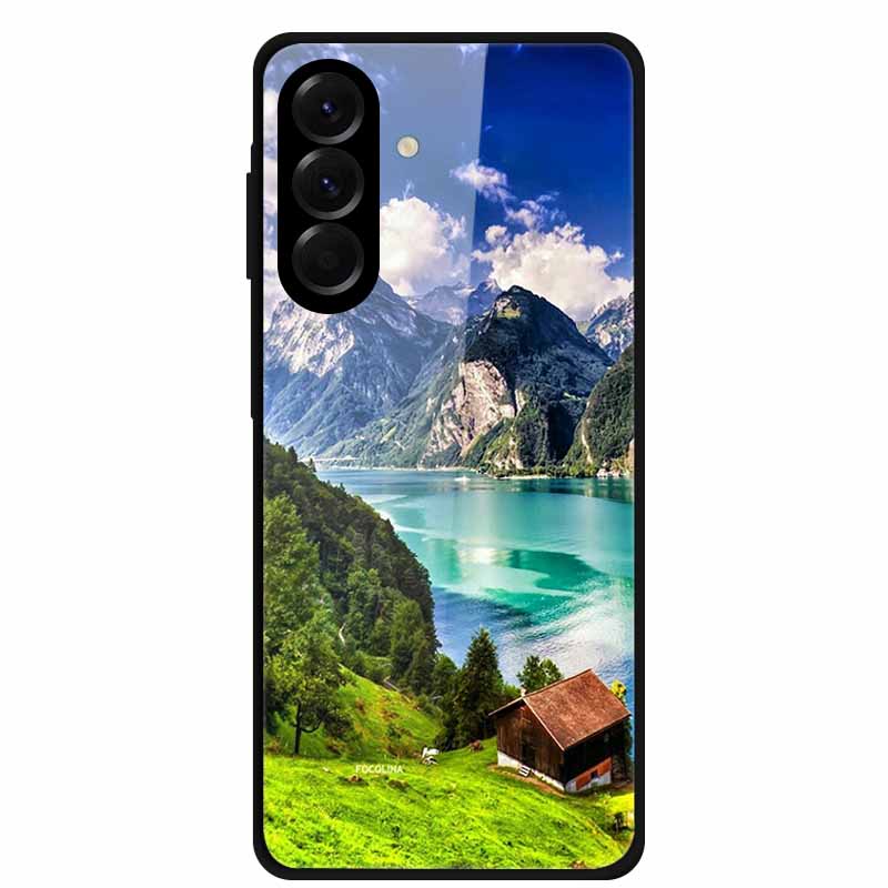 Закаленное Стекло Чехол для Телефона для Samsung Galaxy S24 FE Чехол Жесткая Поликарбонатная Задняя Крышка Оболочка для Galaxy S24FE S 24 FE 5G Жесткие Чехлы Цветок