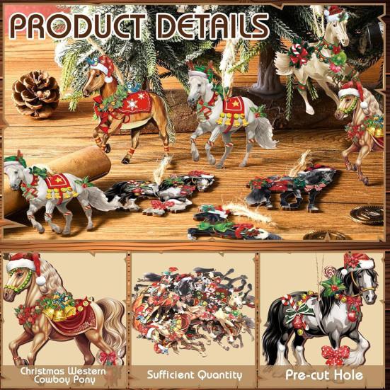 Рождественские лошадки, винтажные деревянные лошадки, елочные игрушки, декор для вечеринки в западном стиле, для рождественской елки, домашний декор