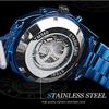 Forsining Men's Fashion Casual Hollow Blue Electroplated Automatic Mechanical Watch GMT1137-10-A