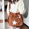 Women Star Nylon Shoulder Bag Drawstring Crossbody Bag Large Capacity Casual Satchel Student Travel Bag