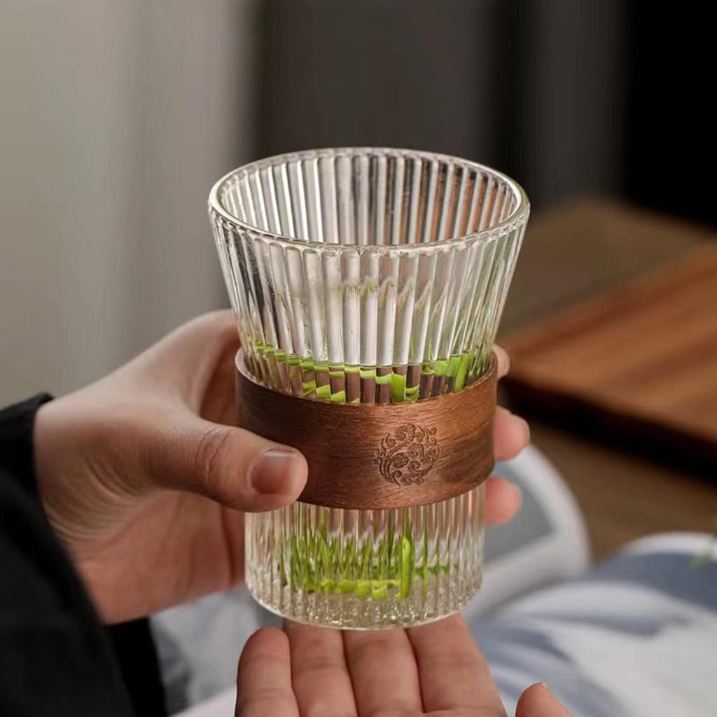 New High Quality Japanese Style Glass Coffee Mug Walnut Cup Sleeve Glass Cup Glasses Coffeeware Tea Mugs Beer Mug Gift Cup