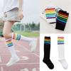 Soft Knee Over Thigh High Football Socks Long Hosiery Stocking Rainbow Stripe