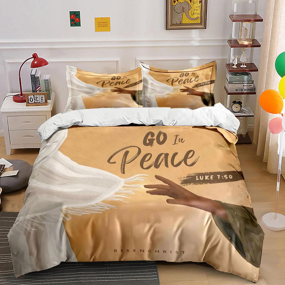 Go In Peace Luke 7:50 Bedding Duvet Cover Set Duvet Cover Pillowcases (1*Duvet Cover 2*Pillowcases, without duvet insert)
