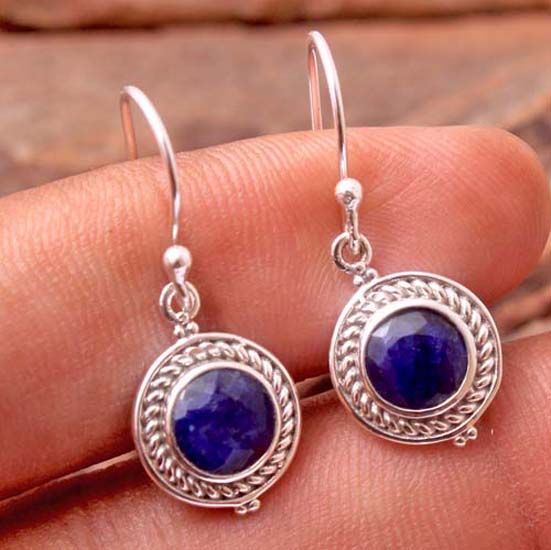 Сапфировая серьга Серебряные украшения Серебряная серьга 925 Подарок для мамы