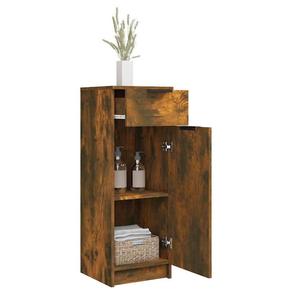 Bathroom Cabinet Smoked Oak 32 x 34 x 90 cm Particleboard