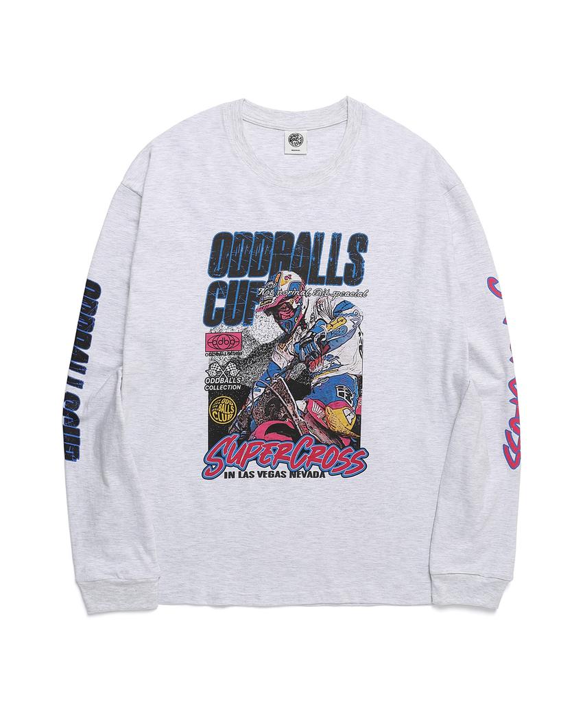 ODDBALLS CLUB Odbc Supercross с длинным рукавом Белый меланж