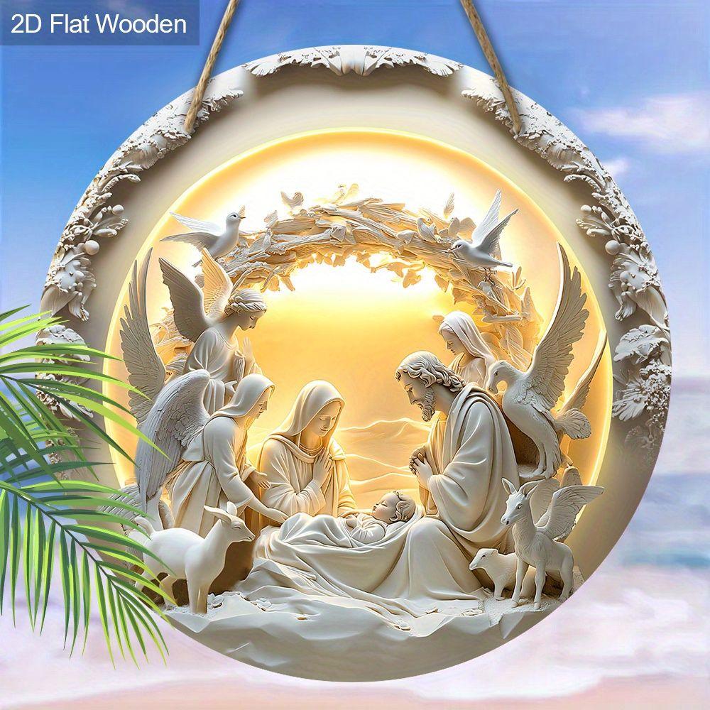 Подвеска «Святая ночь», украшение для стен или дверей дома, плоская деревянная 2D, рождественское украшение, подарки для друзей и семьи