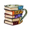 Painted Book Cup 3D Stacked Book Coffee Mug 300ml Unique Reading Atmosphere Mug Literary Collection Gifts for Book Lovers