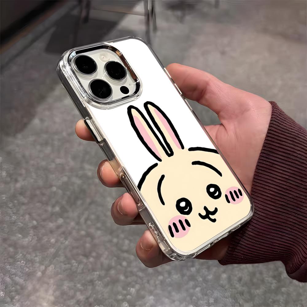Милый Чехол C-chiikawa-S для Телефона IPhone 17 Air 16 E 15 14 13 12 11 Plus Pro Max Гальванизированный Прозрачный Мягкий Чехол