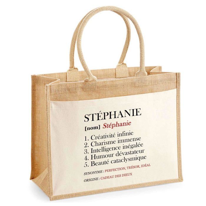 Sac de plage - PLANETEE - Jute avec poche Stéphanie Définition - Coton - Grande contenance - Imprimé en France