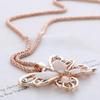 Новая мода ожерелье с подвеской в ​​виде опаловой бабочки, розовое золото, свитер, цепочка, длинное ожерелье для женщин и девочек, ювелирные изделия