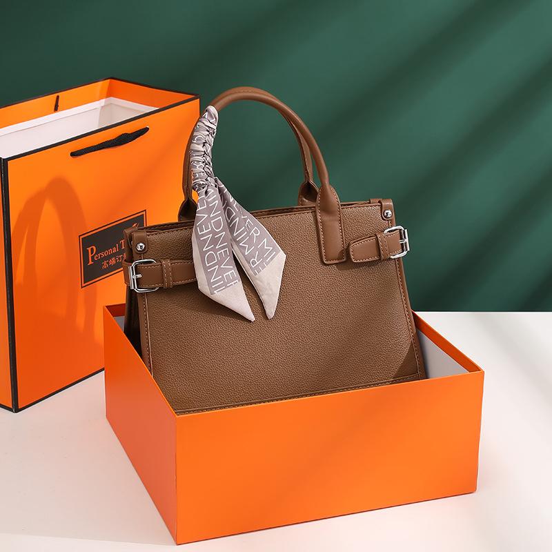 Модная сумка большой емкости осень-зима простая сумка для поездок на работу с шелковым шарфом через плечо