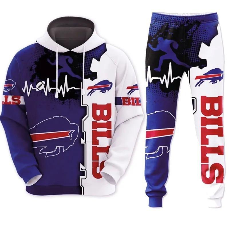 NFL Football Tracksuit Set 3D Print Hoodie Loose Pants Mens Sportswear