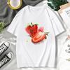 Новая женская футболка с принтом клубники и фруктов Kawaii, повседневная, с коротким рукавом, уличная одежда, черная, с круглым вырезом, летние футболки