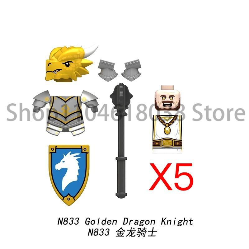 Средневековые Военные Фигурки Осьминог Морской Демон Рыцари Строительные Блоки Оружие Аксессуары Меч Храм Копье Щит MOC MINiBricks