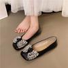 Rhinestone French Casual Versatile Square Head Flat Sole Shoes Women's Summer 2025 New with Skirt Retro Mary Jane Shoes