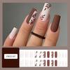 24 шт. 3D Накладные ногти средней длины формы "гроб" Пресс-накладные ногти Простые листья Акриловые ногти Стильные Полное покрытие Наклейки для ногтей для женщин